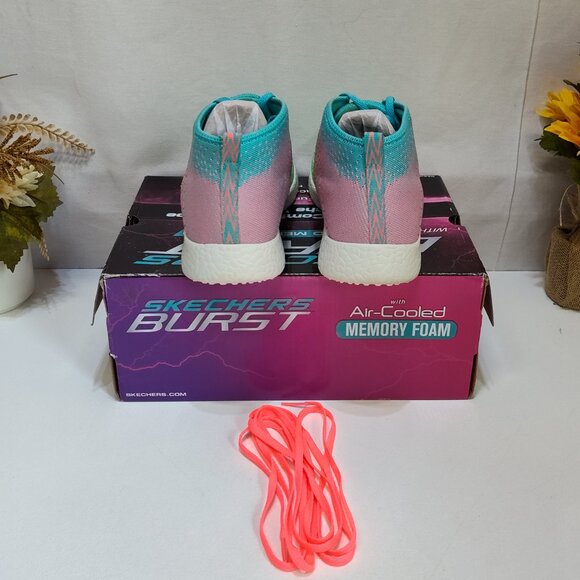 Skechers Burst High-Top Shoes Air-Cooled Memory Foam Womens 8.5 Turquoise Multi - Picture 6 of 12
